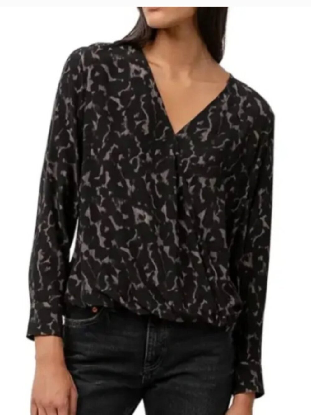 Rails Hillary Diffuse Cheetah Print Popover Wrap Blouse Top L